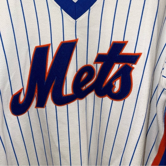 New York Mets Majestic Cooperstown Striped Jersey Size 2XL - Picture 2 of 6